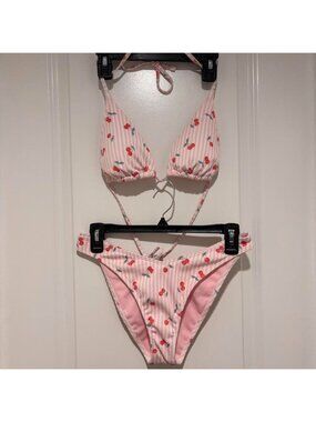 Hollister cherry pink bikini set(top and...
